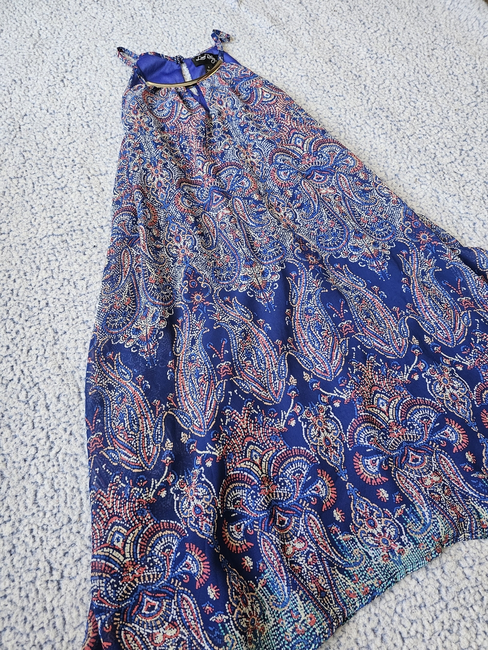 Love Reign Blue Paisley-Print Midi Dress